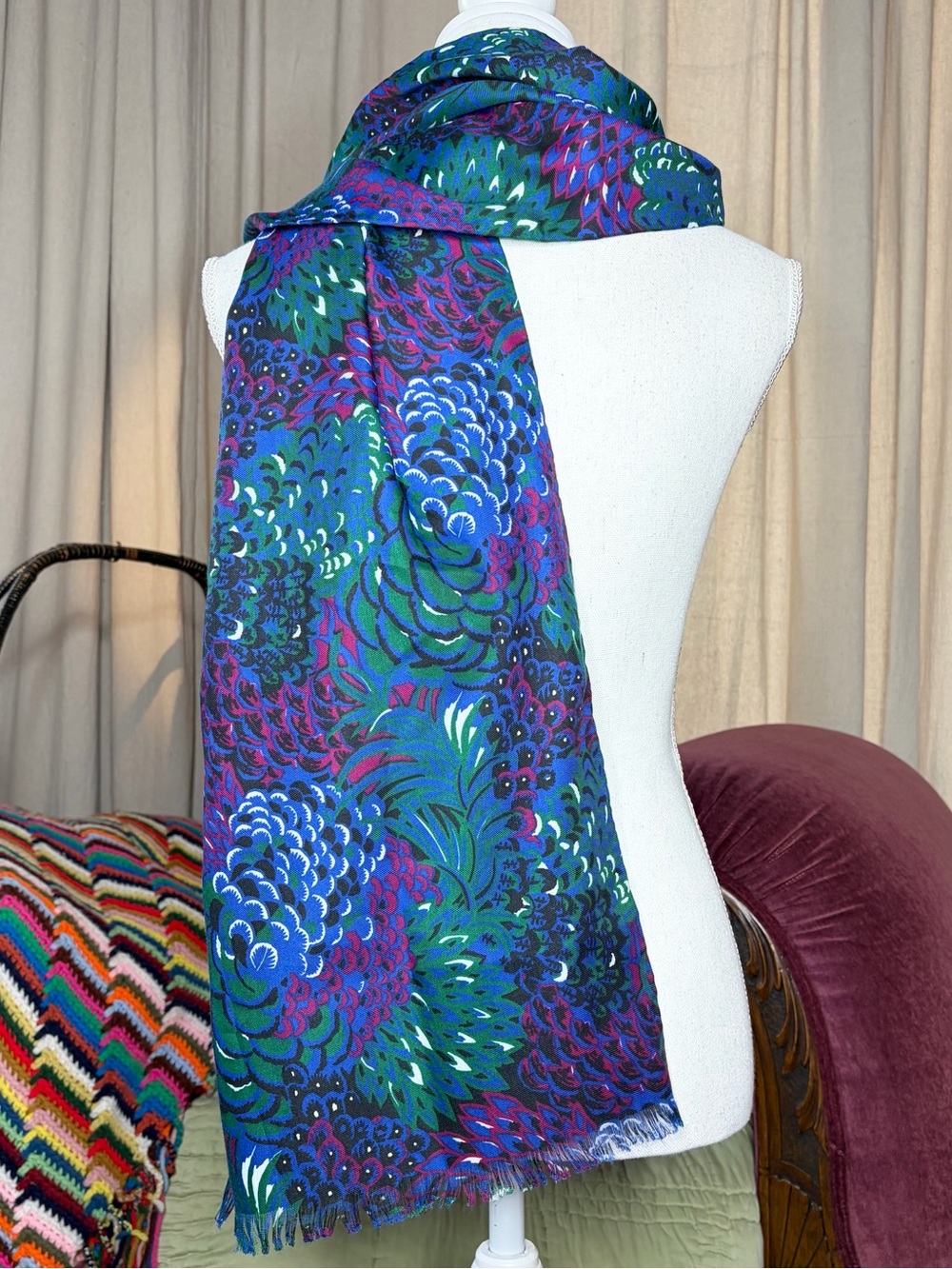 80s Floral Long Scarf